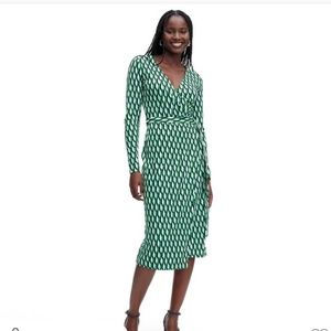 NWT XXS Women's Long Sleeve Midi Arrow Geo Green Wrap Dress - DVF for Target